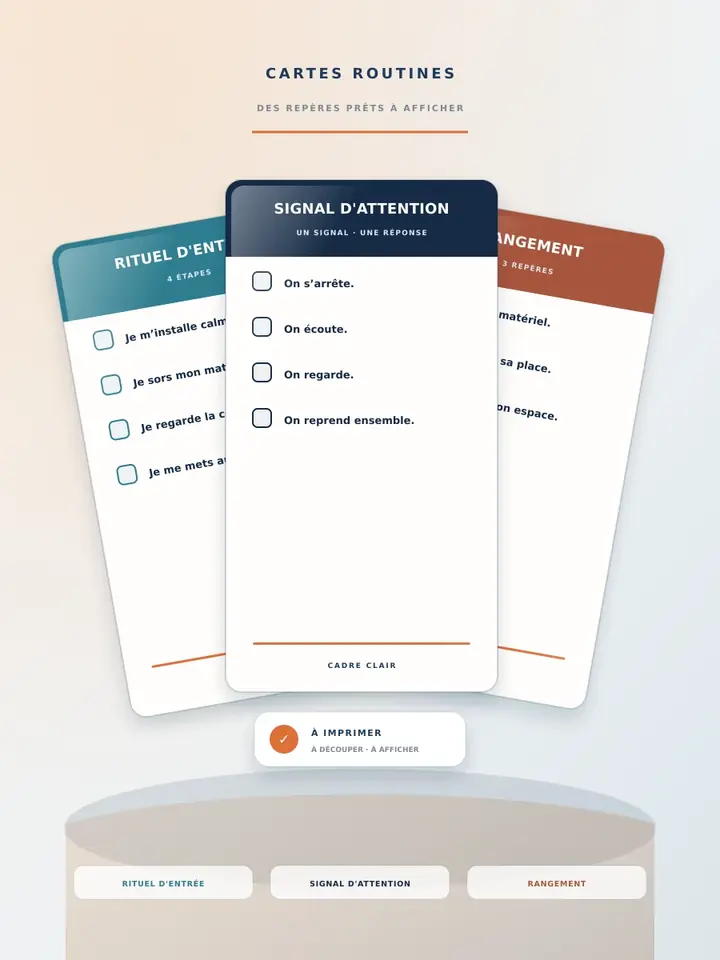 Cartes de routines CADRE CLAIR prêtes à découper et afficher